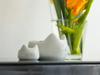 Cute cat bowl 1-year commercial licence 3D print model