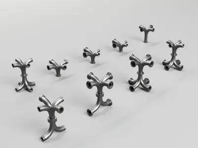 55 Hard Surface Pipes Kitbash And IMM Brush Low-poly 3D model