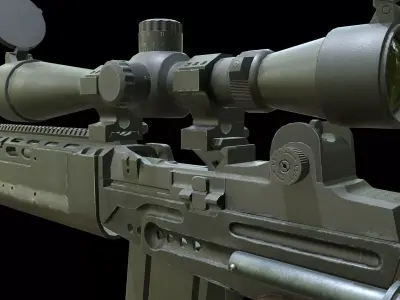 MK14 Ebr Rifle Low-poly 3D model