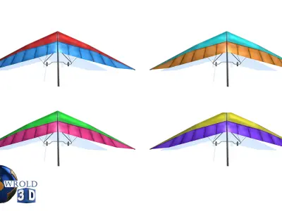 lowpoly hang glider set 3d model Low-poly 3D model