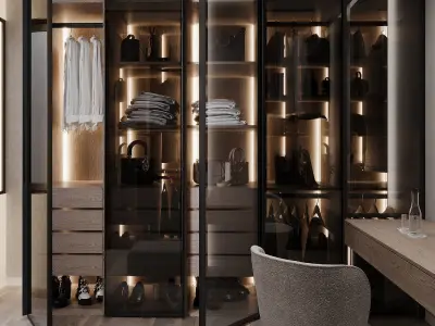 Corona Render Interior Wardrobe Modern Design 3D model Free 3D model
