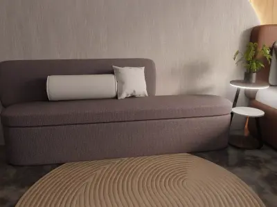 Modern Minimalist Bedroom Interior Free low-poly 3D model