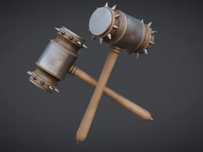 Gavel Hammer Melee Low-poly 3D model
