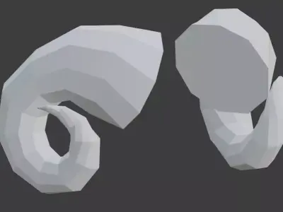 HORNS LOW POLY pair of polygonal Low-poly 3D model