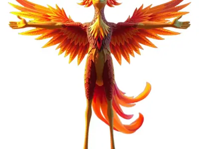Fiery Phoenix Creature model pack Low-poly 3D model