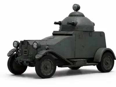 1920s Armored Vehicle Vintage Military Defense Utility 3D model