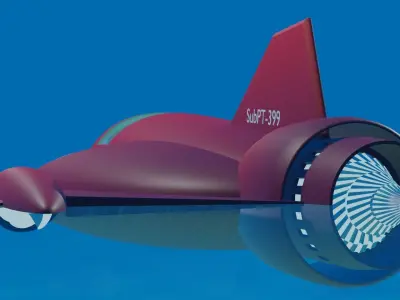 Hydro-Jet spaceship floating in ocean Free 3D model