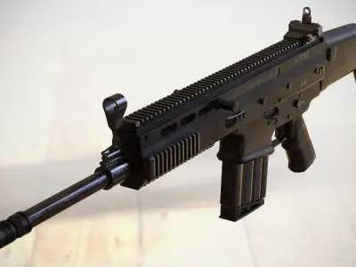 FN SCAR - H - MK 17 - Highly Detailed - PBR - 3D Model Low-poly 3D model