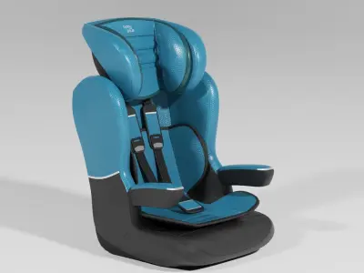 Baby-plus car seat blue for baby with hexagon pattern Isofix S Low-poly 3D model