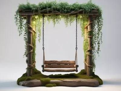 Enchanted Rustic Garden Swing 3D model