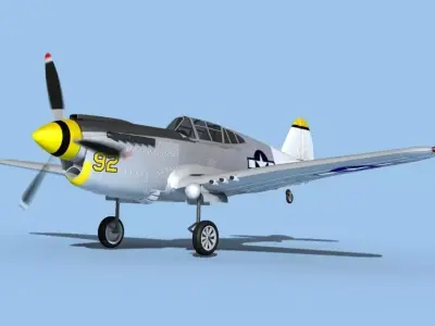 Curtiss P-40F Warhawk V09 USAAF 3D model