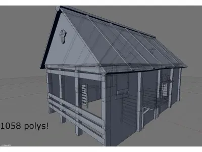 low poly medieval house 2 Low-poly 3D model