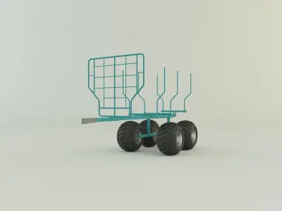 wood trailer model 3D model