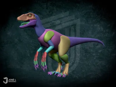 Blockout Velociraptor 3D model