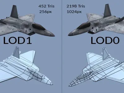 Mobile Low Poly F22 Raptor Low-poly 3D model