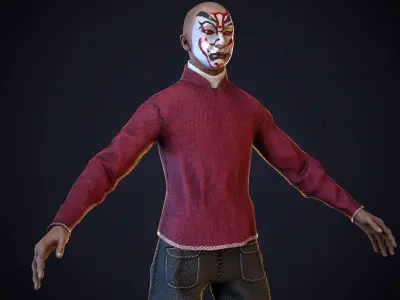 Chinese heavy warrior Low-poly 3D model