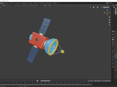 Earth and satellite Low-poly 3D model