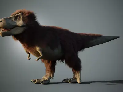 Tyrannosaurus Rex with feathers Low-poly 3D model