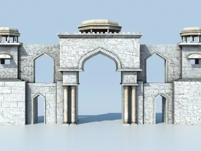 Arab city entrance Low-poly 3D model