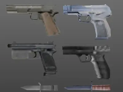 PS1 Weapons Pack Low-poly 3D model