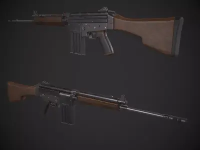 FN-Fal ak - rifle Low-poly 3D model