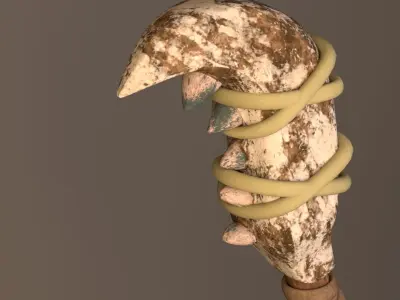 weopon wooden wand Low-poly 3D model