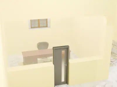 Modern Bank Interior Design Visualization Low-poly 3D model