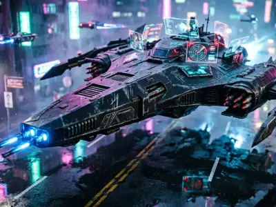 Futuristic Cyberpunk Spaceship 3D Model 3D model
