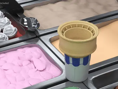 Cake Cone with Ice Cream Scoops Collection 2 3D model