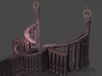 Art deco illusionist grand stairs 3D model