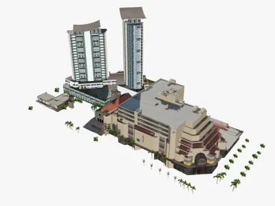 Nexus Towers and The Gold Coast Institute of TAFE Low-poly 3D model