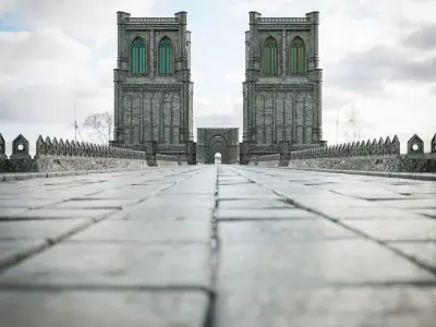 GOTHIC CASTLE BRIDGE MODULAR Low-poly 3D model