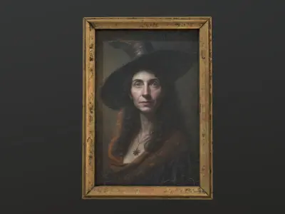 Old Portrait of Witch Free low-poly 3D model