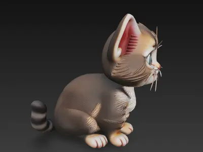 Cat Kitten Realistic 3D Model Basic - Low Poly Realistic Low-poly 3D model