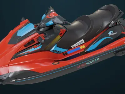 Jet Ski 01 Red Generic All PBR Unity UE Textures 3D model
