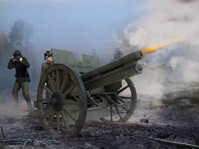 German cannon 7 7 cm Feldkanone 96 3D model