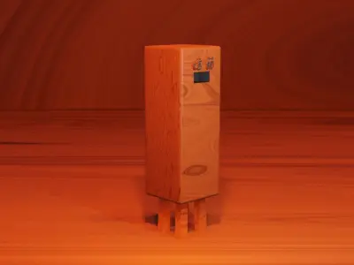 Wooden mailbox with silver Chinese scripts on body Low-poly 3D model