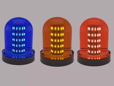 Warning Light Blue Orange Red Low-poly 3D model