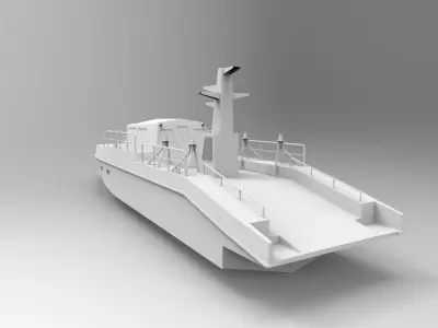 Aluminium Boat Low-poly 3D model