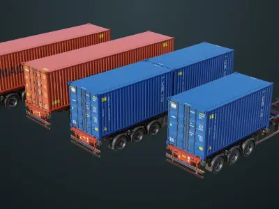 Container Carrier Trailer 02 All PBR Unity UE Textures Low-poly 3D model