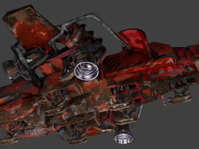 Old Rusty Sci-fi Aircraft 3D model