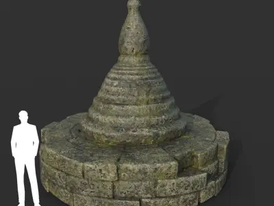 Low poly Mossy Mossy Ruin Asia Temple Pack Low-poly 3D model