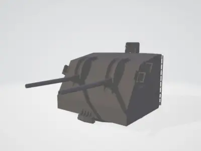US AMERICAN 127MM TWIN AA ANTI AIRCRAFT GUN  Low-poly 3D model