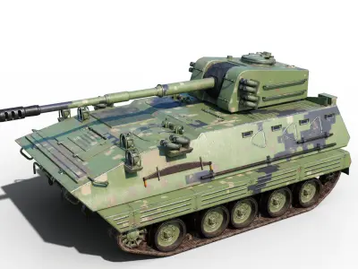 4 coatings of PLA Army PLZ85 122mm self-propelled howitzer Low-poly 3D model