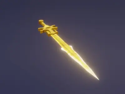 Fantasy Light Sword - holy Sword - Elemental Sword  Low-poly 3D model