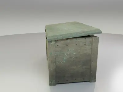 Worn Wooden Chest Low-poly 3D model