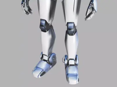 Silver Blue Futuristic Android Low-poly 3D model