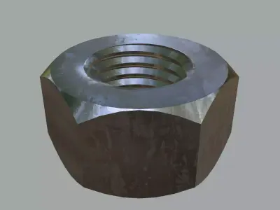 Steel Stained M12 Hex Nut with PBR 4K Textures 3D model