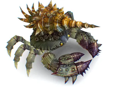 Gray Giant Crab Shell Crayfish Arthropods Sea Animal Low-poly 3D model