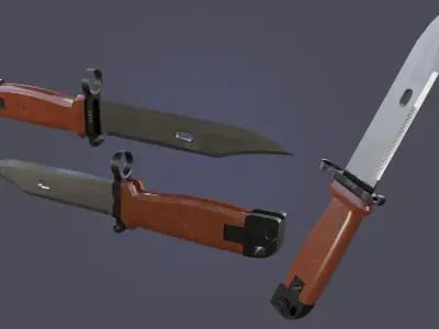 AKM Type 2 Bayonet Low-poly 3D model